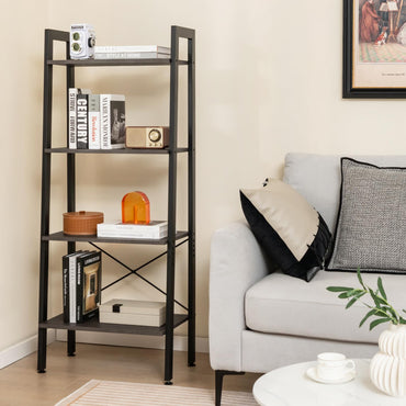 4-Tier Bookshelf with Metal Frame