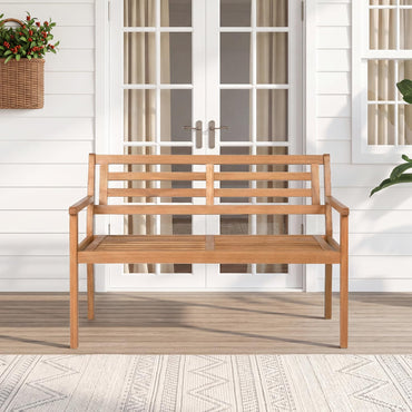 119 cm 2-Person Outdoor Loveseat Bench with Armrests and Backrest for Backyard