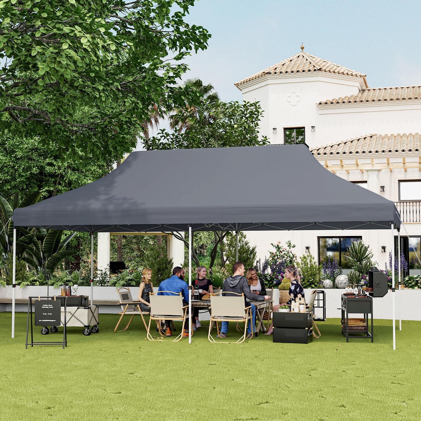 6x3M Height Adjustable Pop-up Gazebo with Carrying Bag