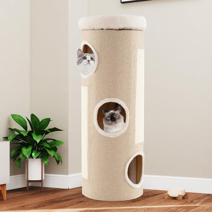 4-Level Cat House for Indoor Cats with Removable Perch