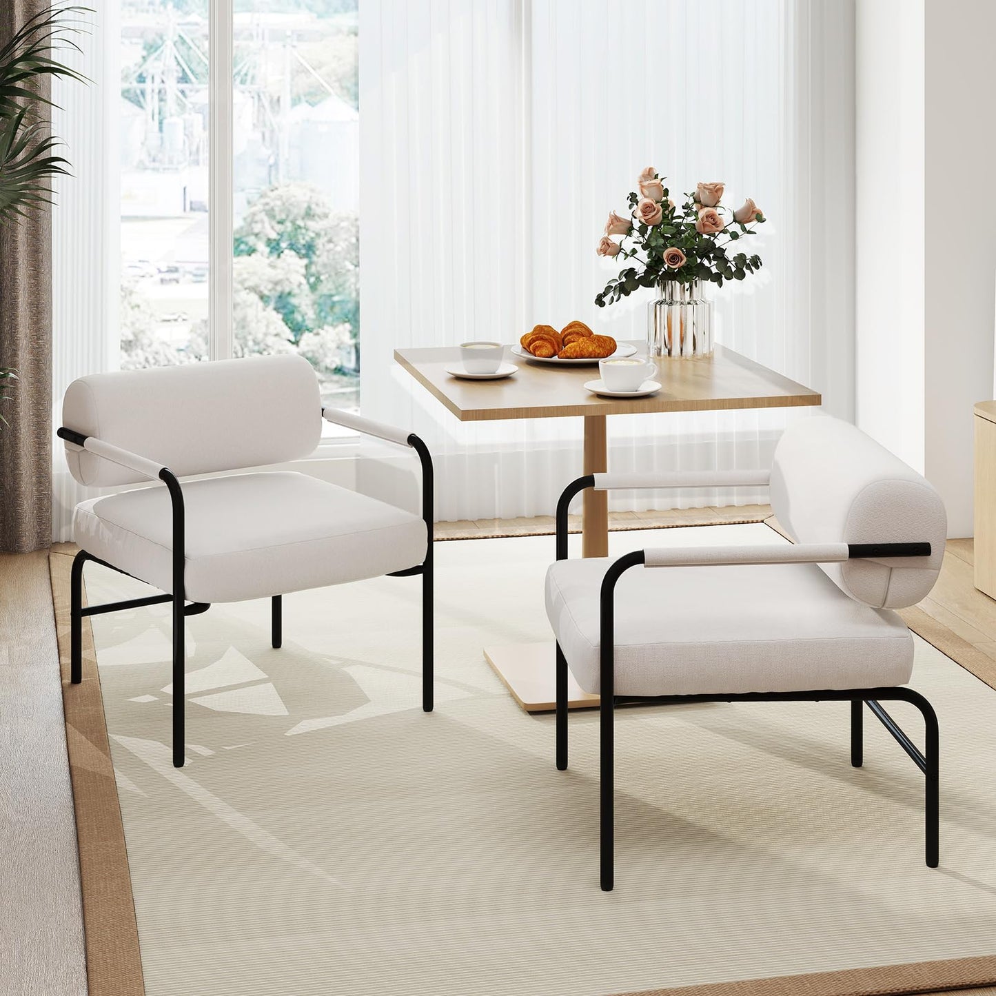 Upholstered Velvet Accent Chair with Cylindrical Backrest