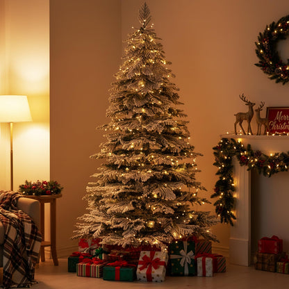 190CM Artificial Christmas Tree Hinged Holiday Tree with Lush Branch Tips