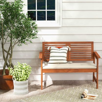 Outdoor Solid Wood Bench with Comfortable Backrest