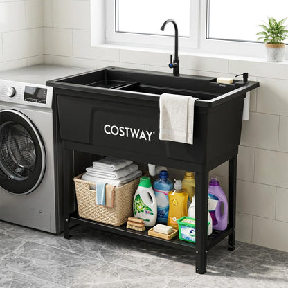 100L Kitchen Sink, Free Standing Catering Sink with Rotating Faucet