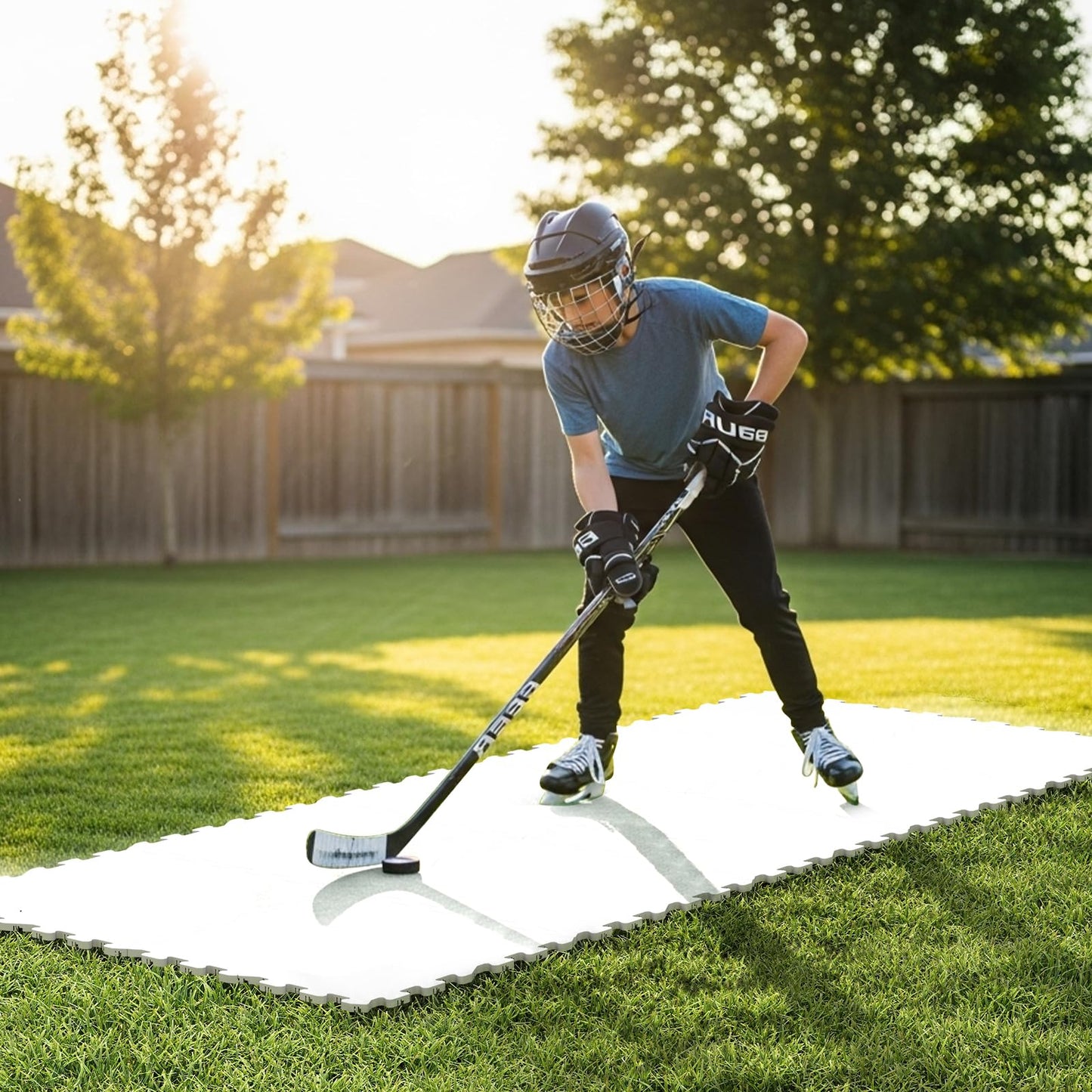 10 PCS/18 PCS Hockey Flooring Tiles, 46.5 x 46.5 cm Dryland Synthetic Ice Tiles