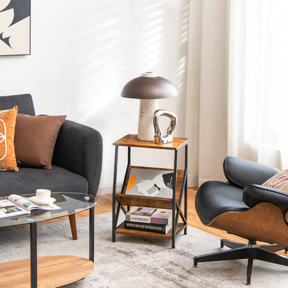 3-Tier Record Player Stand with V-Shaped Magazine Holder