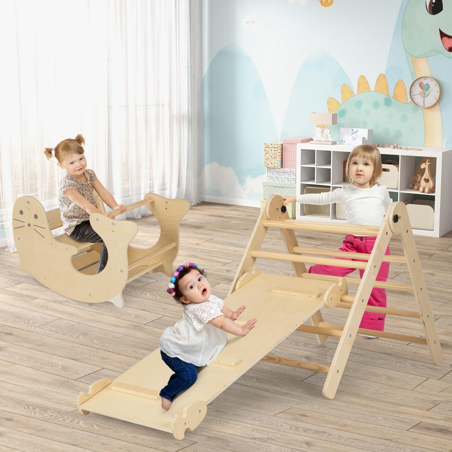 7 in 1 Indoor Wooden Foldable Climbing Toys for Toddlers