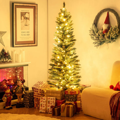 150/180cm Artificial Christmas Tree Pre-lit Xmas Tree with 150/250 Multi-color and Warm White Switchable LED Lights