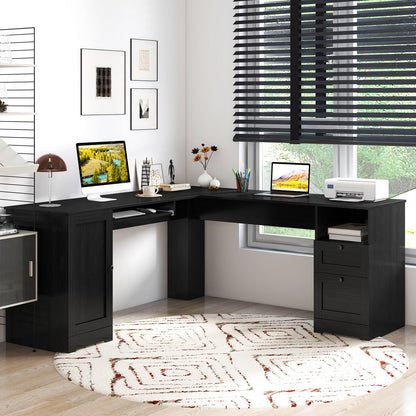 L-Shaped Computer Desk, 170cm Modern Large Corner Desk Writing Study Table
