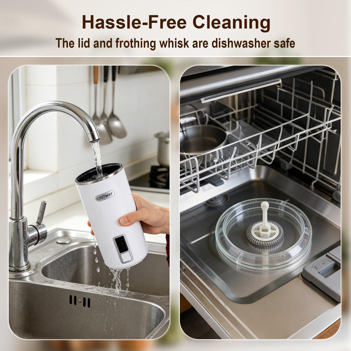 6-in-1 Electric Milk Frother, 250ml Automatic Milk Foamer & Steamer