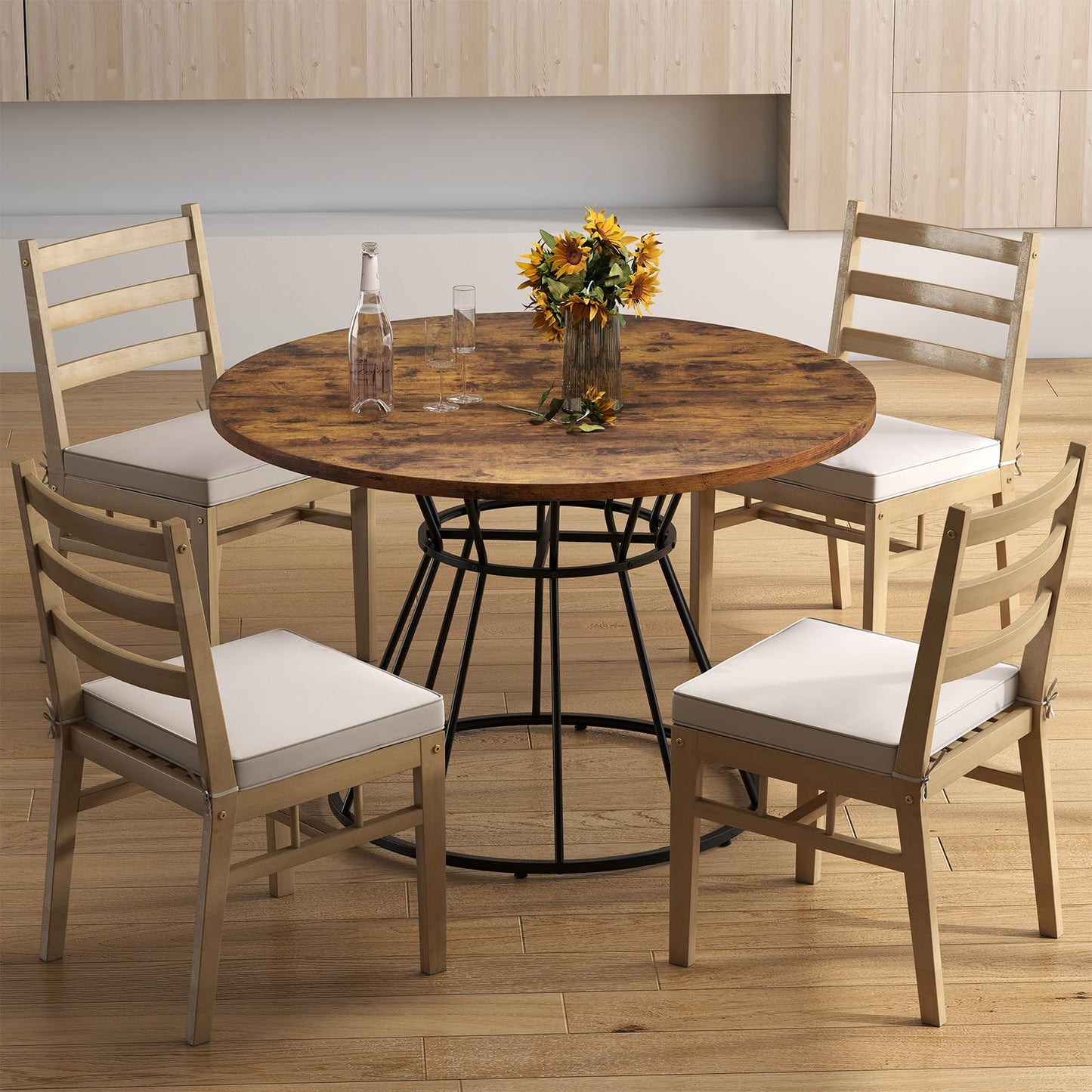 118cm Dining Table for 4-6 People, Round Kitchen Table