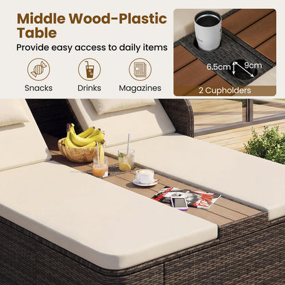 Garden Daybed, 2 Seater Rattan Sofa Sun Lounger with Canopy
