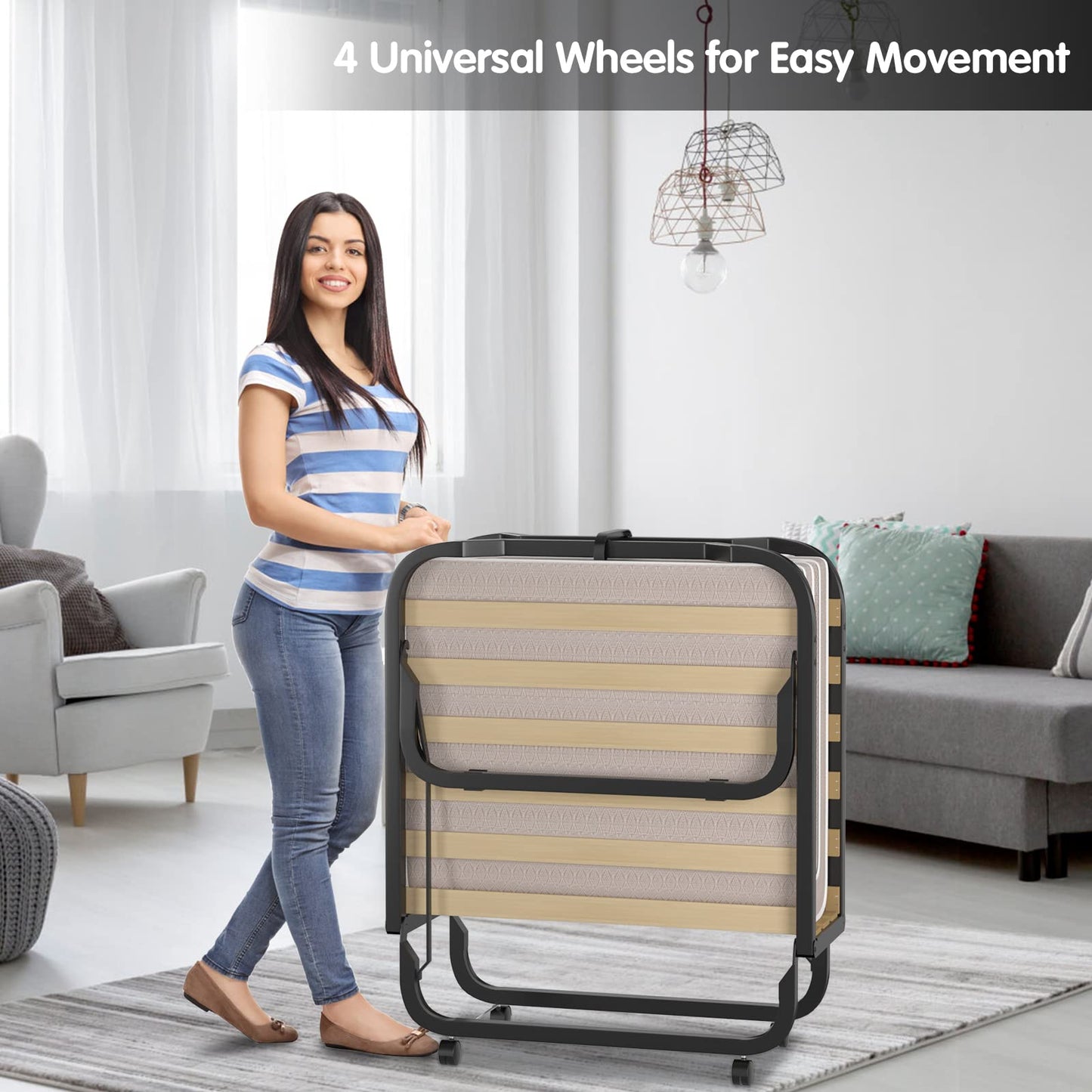 Folding Bed with 10cm Thick Luxurious Memory Foam Mattress