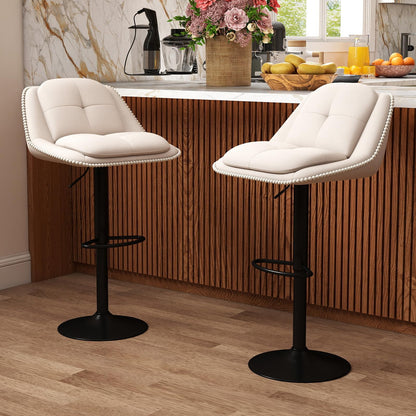 Bar Stools Set of 2 Modern Adjustable Chenille Upholstered Barstools