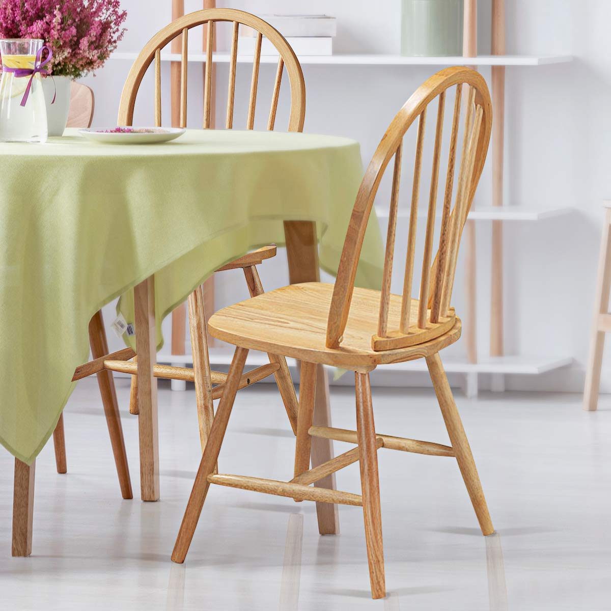 GiantexUK Set of 2/4 Wooden Chairs High Back Dining Chair Set