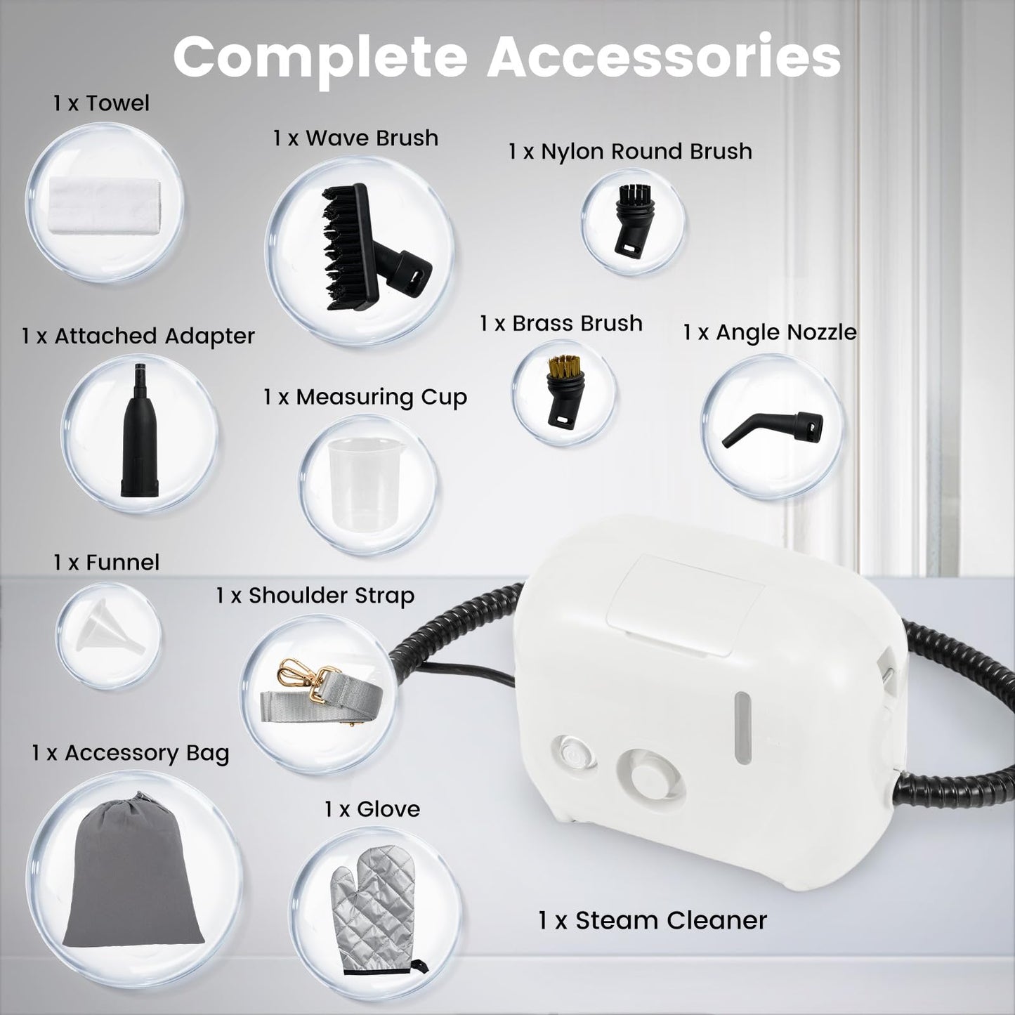 1600W Portable Steam Cleaner with 1L Water Tank