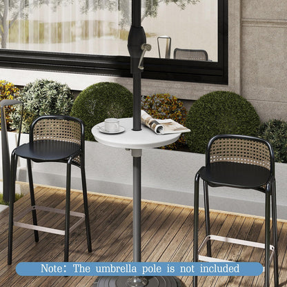 Outdoor Umbrella Table, Adjustable Round Parasol Table Cup Holder