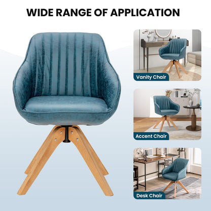 Set of 2/4 360° Swivel Accent Chair with Solid Wood Legs
