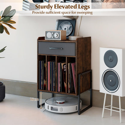 Record Player Stand, Industrial Wooden Turntable Stand End Sofa Side Table