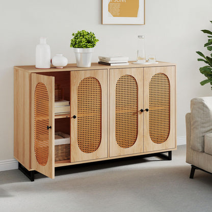 126cm Sideboard Buffet Cabinet with 4 Doors and Adjustable Shelves