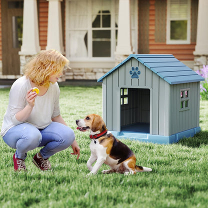 Plastic Dog House with Air Vents and Elevated Floor