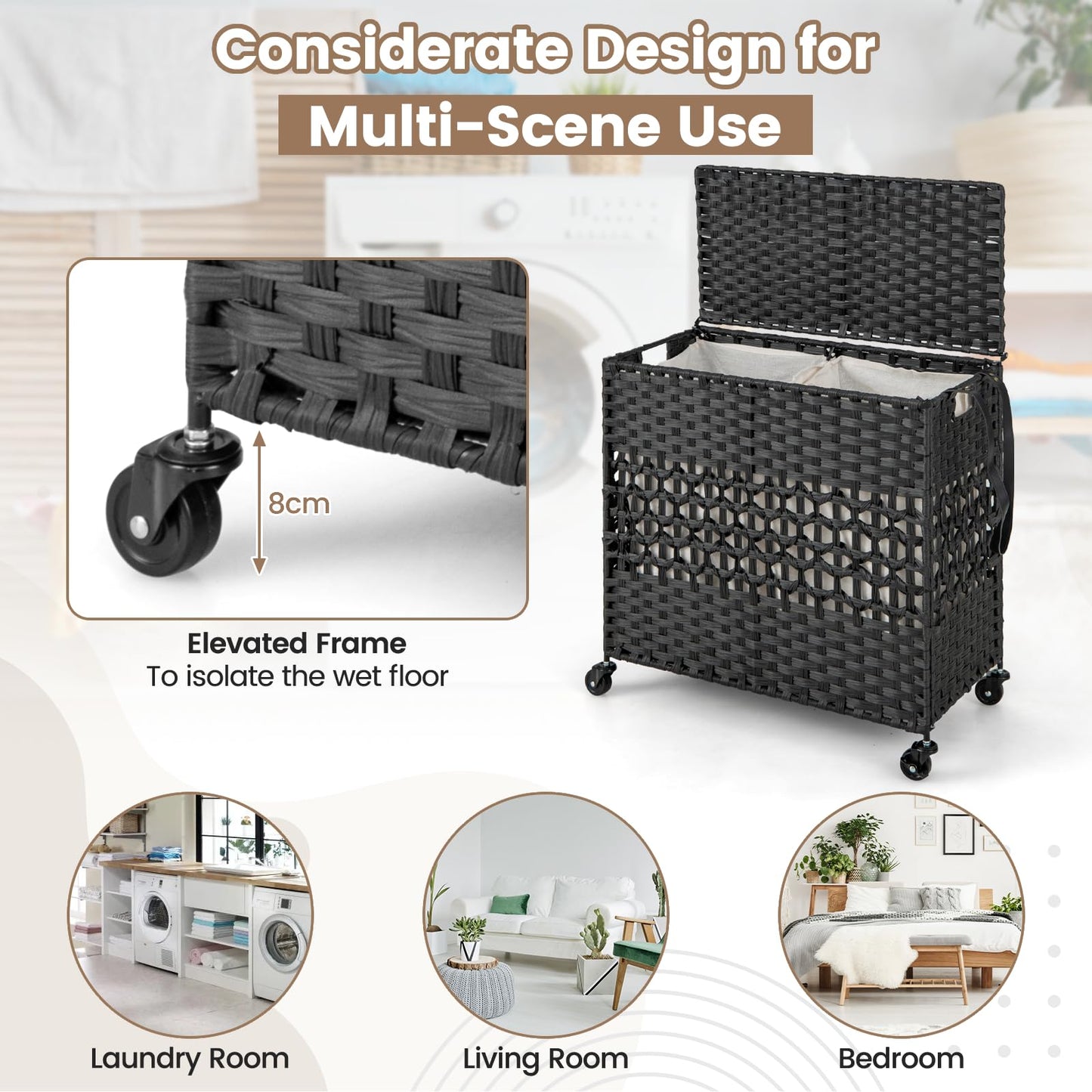 110L Collapsible Laundry Hamper Lid and Removable Liner Bag