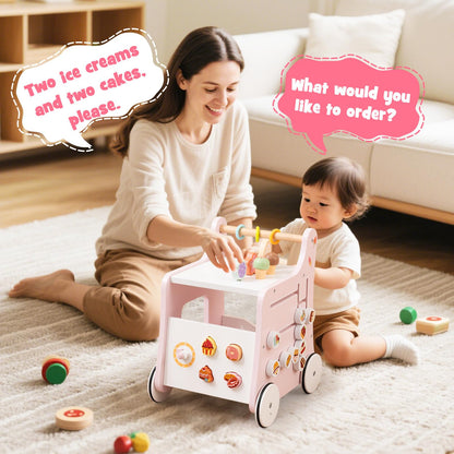 8 in 1 Toddler Push and Pull Learning Activity Center with Teaching Clock