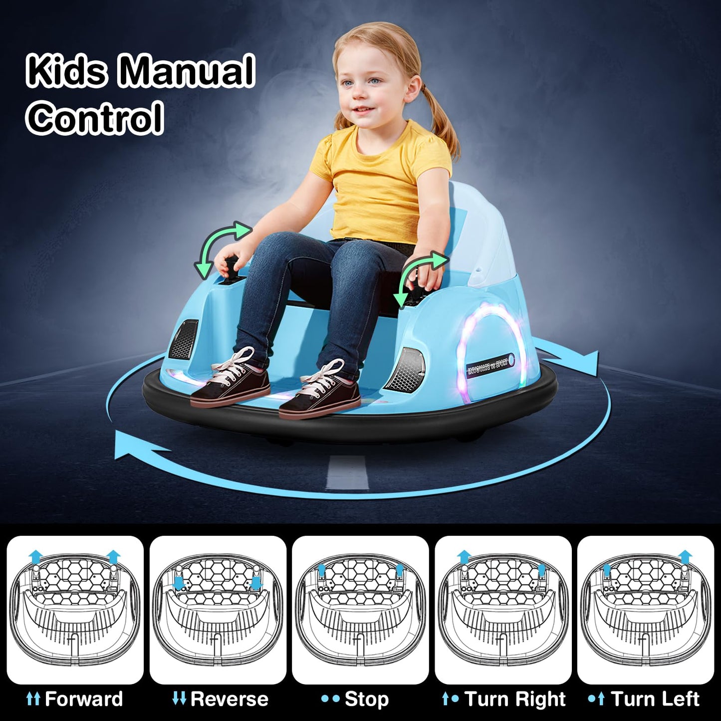 12V Kids Bumper Car with Joysticks Remote Control for Toddlers 18+ Months Old