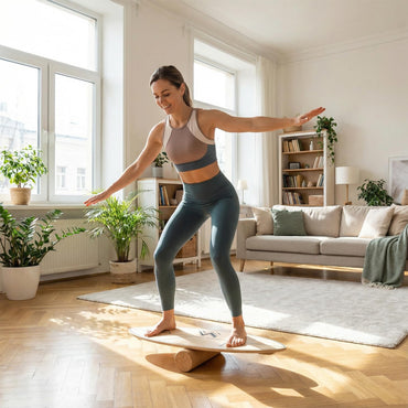 Wooden Balance Board, Surfing Skate Balance Trainer with Roller