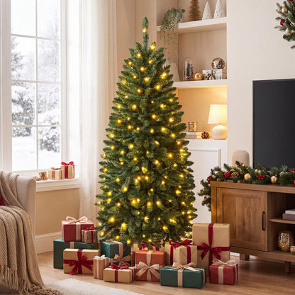 5/6/7FT Pre-lit Christmas Tree, Hinged Xmas Tree