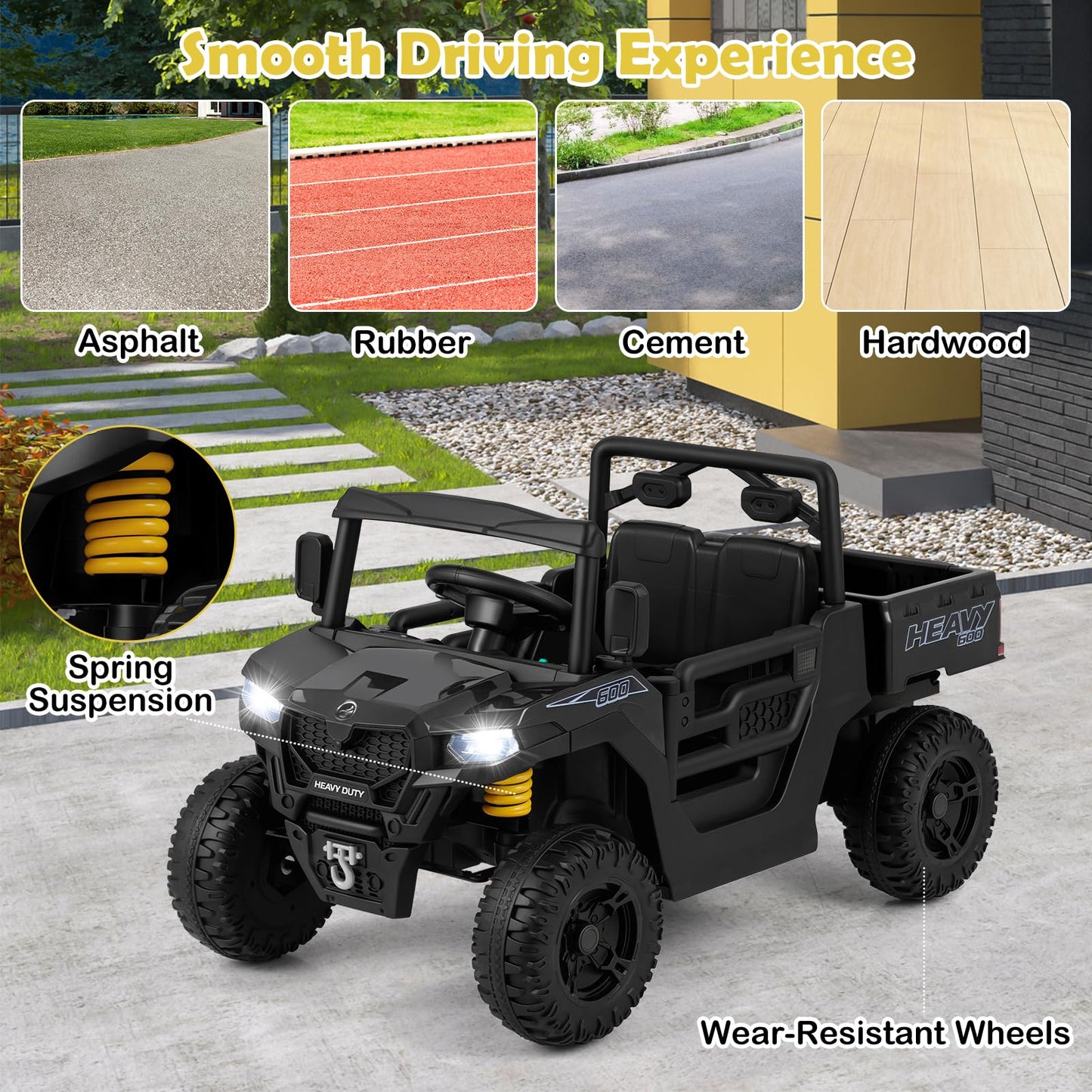 12V Ride on Dump Truck with Electric Dump Bed with Music and Remote Control