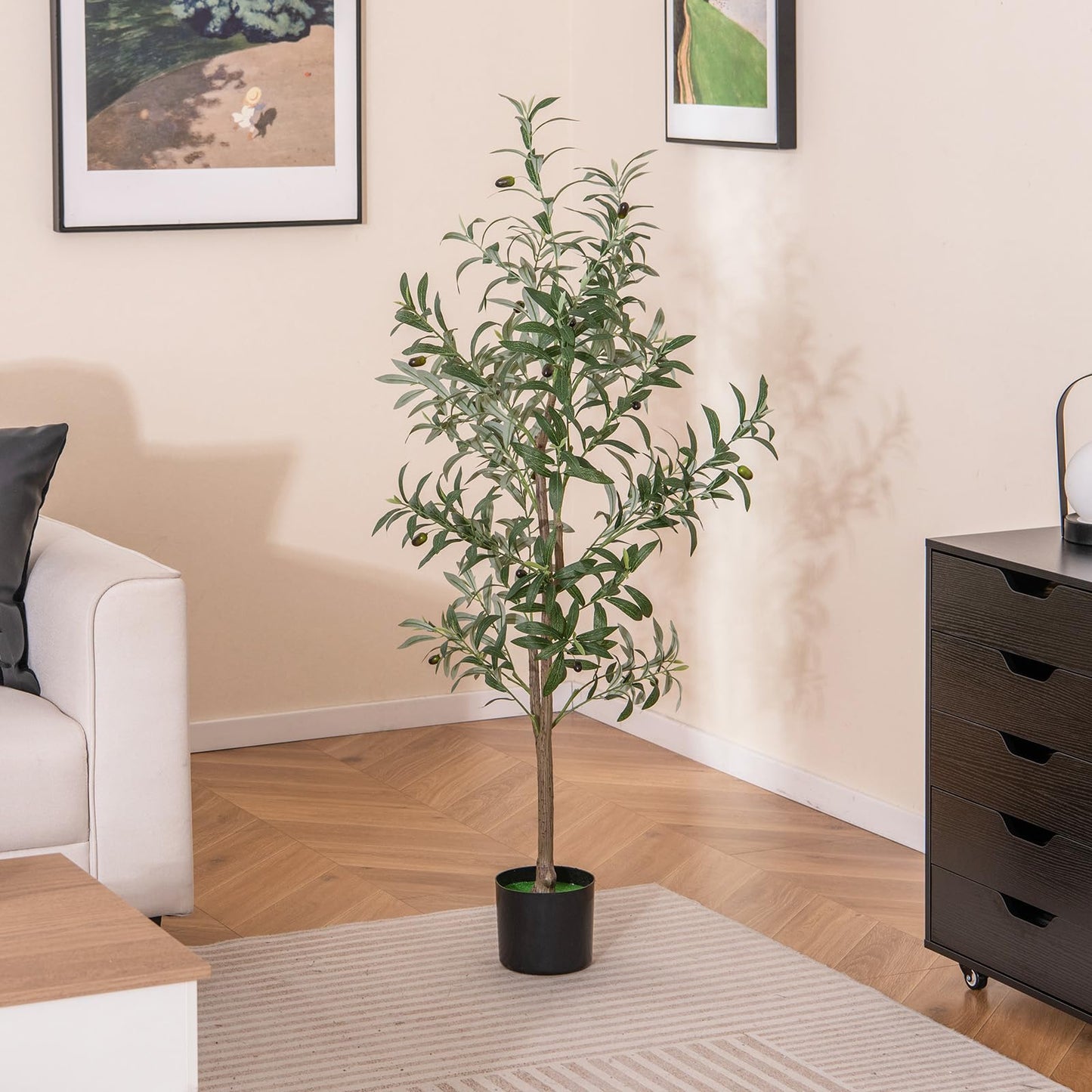 130cm Tall Artificial Olive Tree with Realistic Fruits