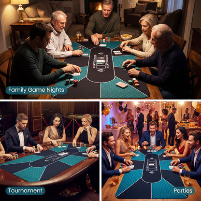 Poker Mat 180 x 90cm, 10 Players Texas Hold'em Poker Table Mat Topper
