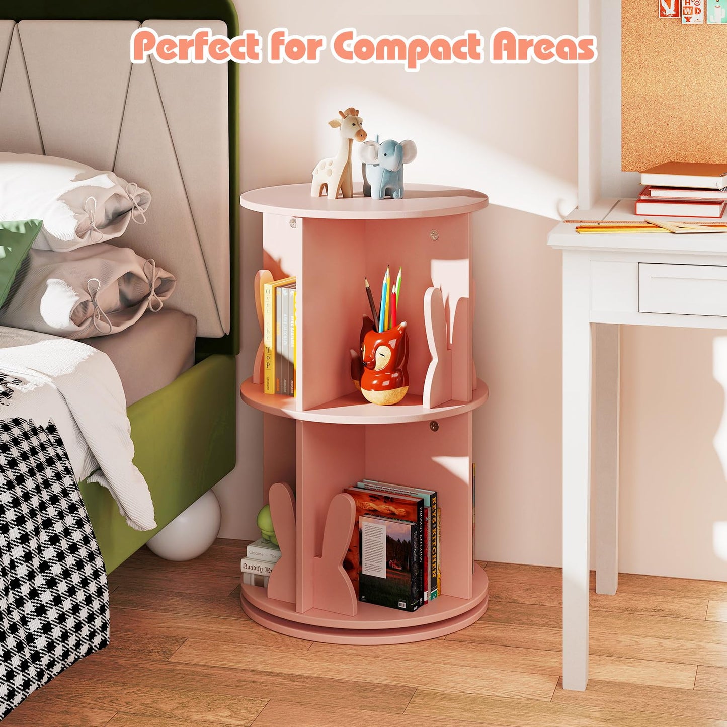 3 Tier 360° Rotating Bookcase with Bookends