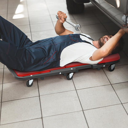 2-in-1 Folding Profile Mechanic Creeper with Padded Seat and 6 Wheels