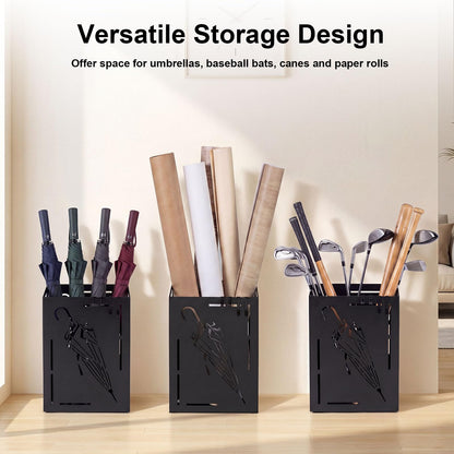 Metal Umbrella Stand, Hollow-Out Umbrella Holder Rack with Removable Drip Tray