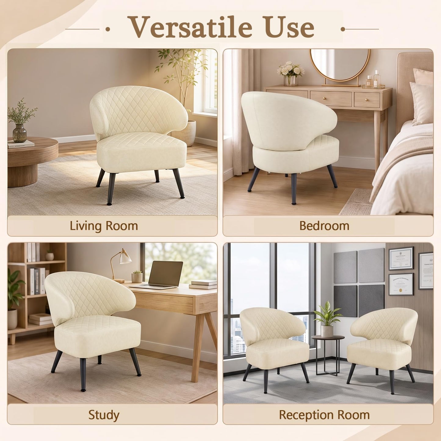 Mid Century Accent Chair Comfy PU Leather Upholstered Armchair