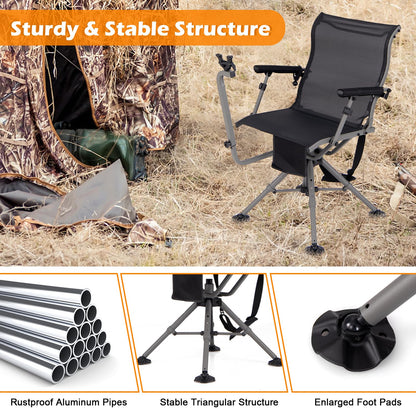 360° Swivel Folding Hunting Chairs with 3 Position Adjustable Legs