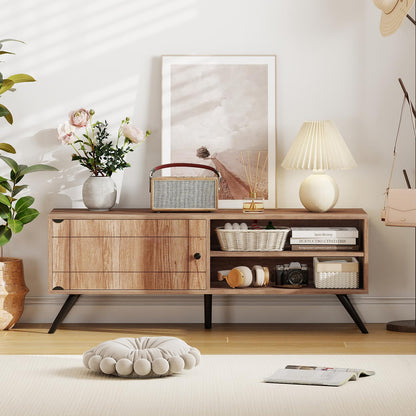 Mid Century Modern Entertainment Center with Cable Hole and Raised Legs