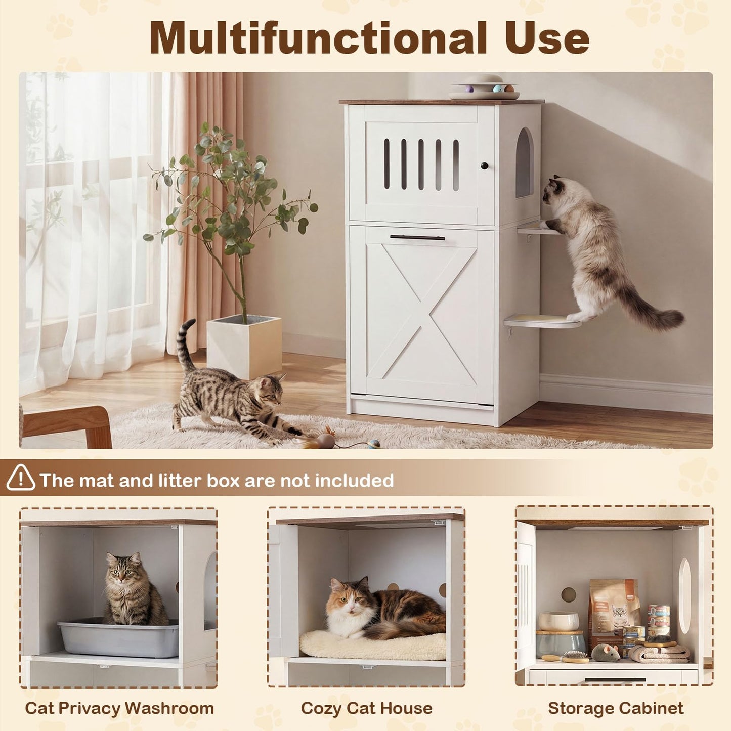 Cat Litter Box Enclosure Furniture Hidden Litter Box for Kitten