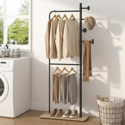 Heavy-Duty Clothes Rail, Metal Clothes Rack Garment Coat Stand with Double Rails