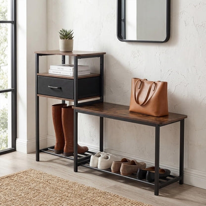 3-Tier Shoe Rack Bench, Industrial Shoe Storage Organiser with Seat