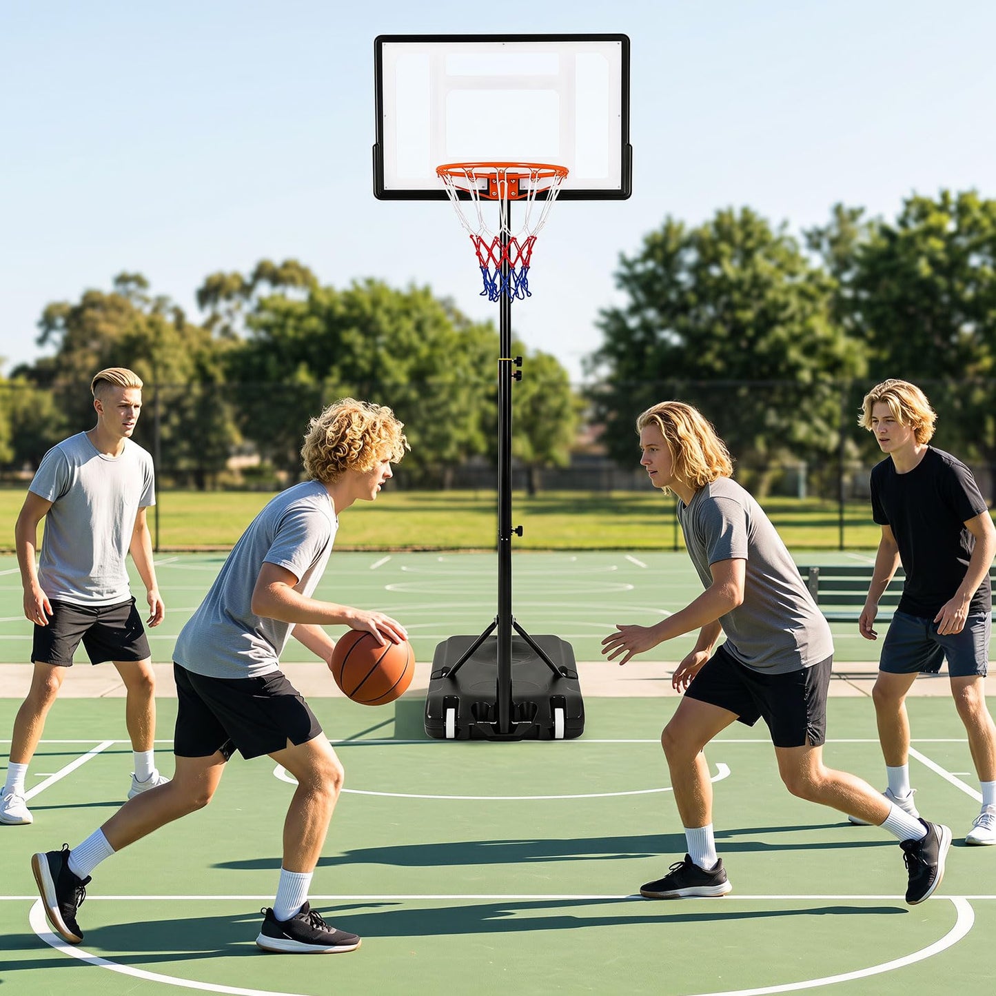 10FT Portable Basketball Hoop and Stand with Wheels