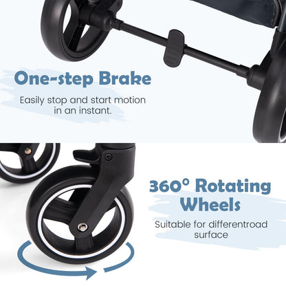 Convertible Baby Stroller with Footmuff and Extendable Canopy