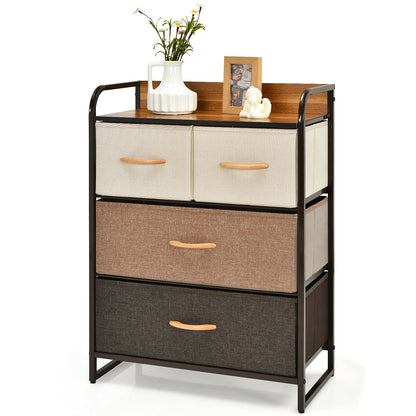 Vertical Dresser Storage Tower with Wooden Top and 4 Drawers
