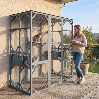 Large Outdoor Cat House, Walk-in Cats Enclosure