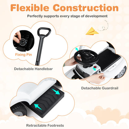 3 in 1 Ride on Push Car, Licensed Ford Stroller Sliding Walking Car with Horn