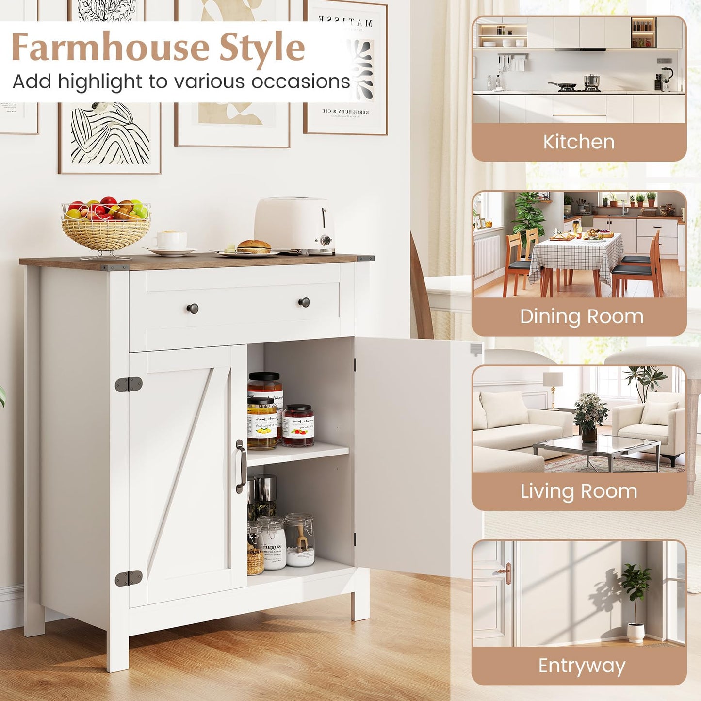 Buffet Sideboard, Kitchen Storage Cabinet with 2 Doors