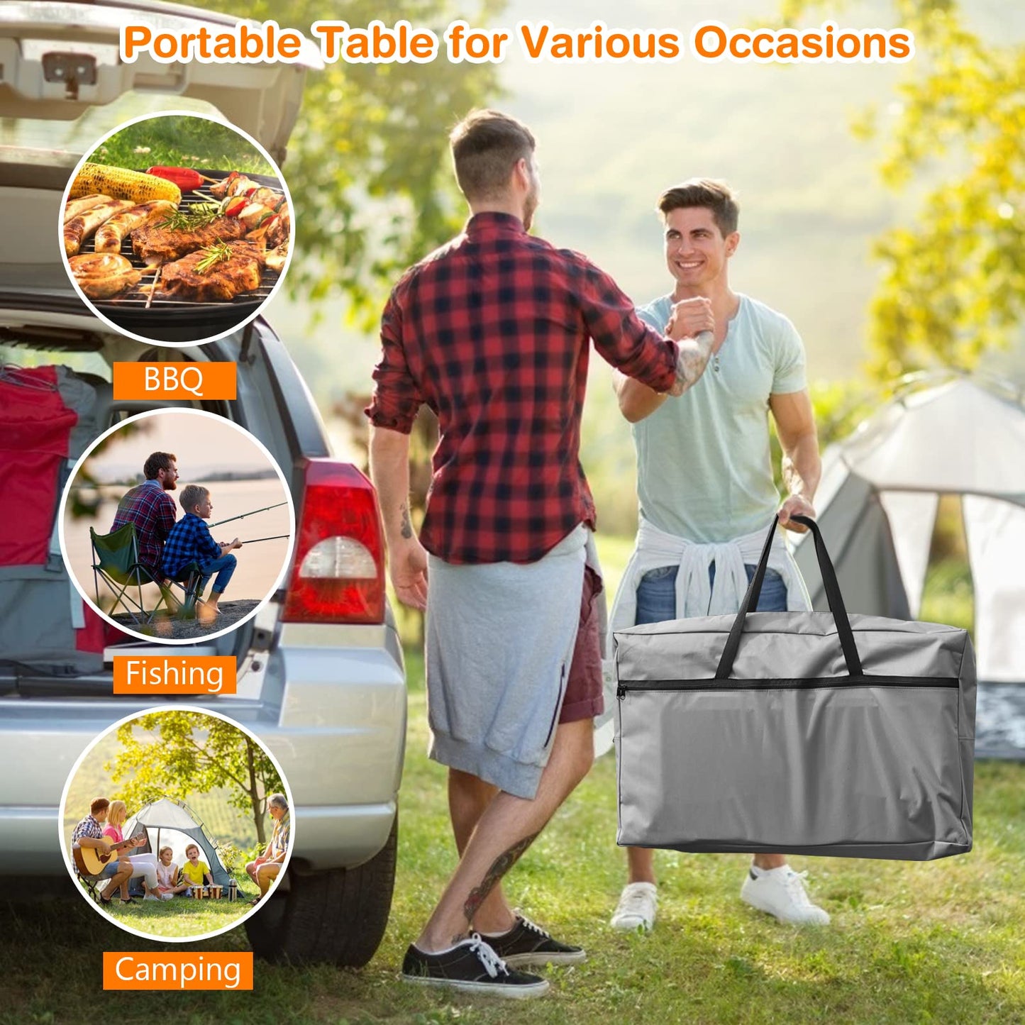 Outdoor Camping Table with Storage and Windscreen for BBQ