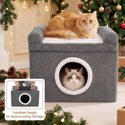 Cat House for Indoor Cats, Foldable Cat Condo